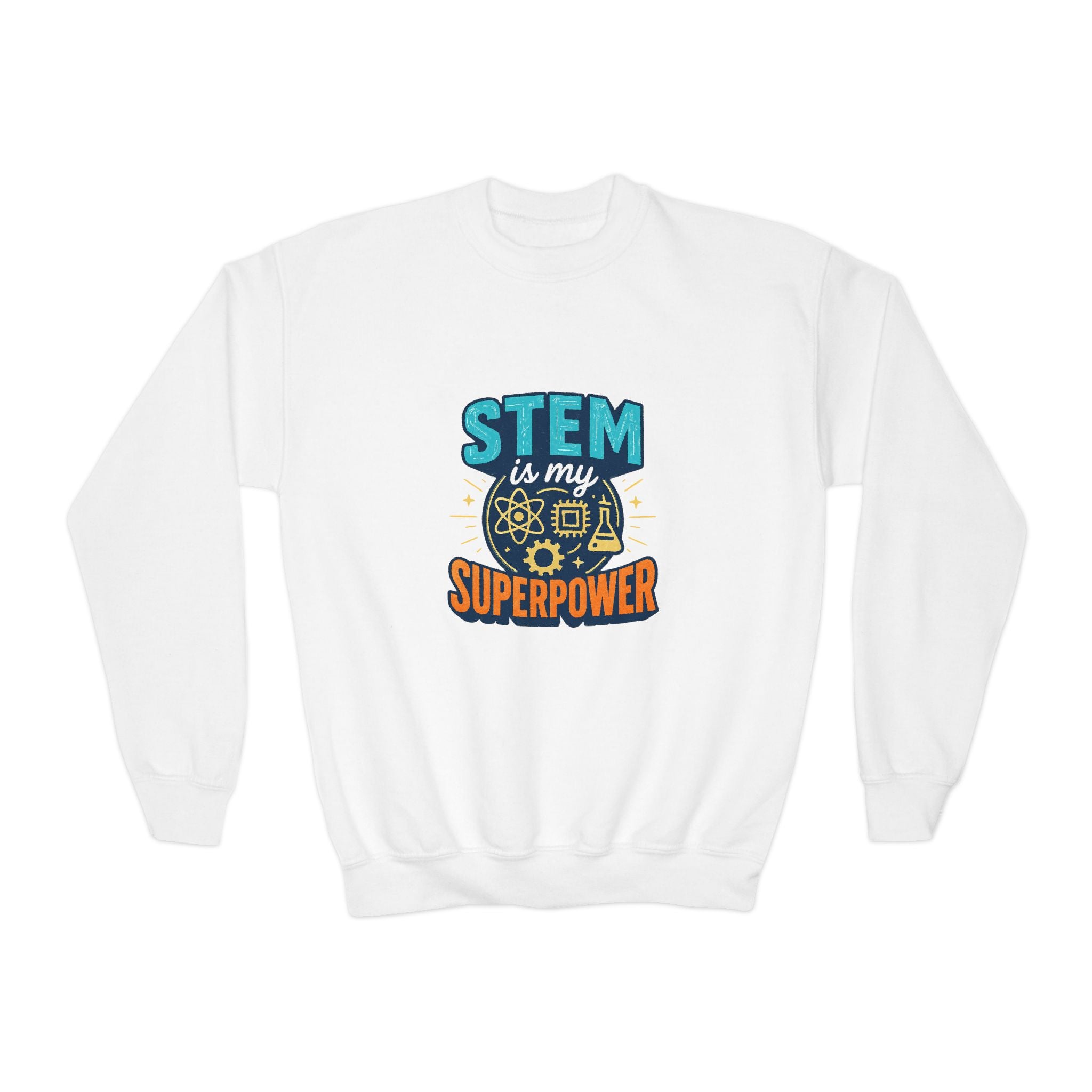 STEM Is My Superpower Youth Crewneck Sweatshirt | Science Engineering Math
